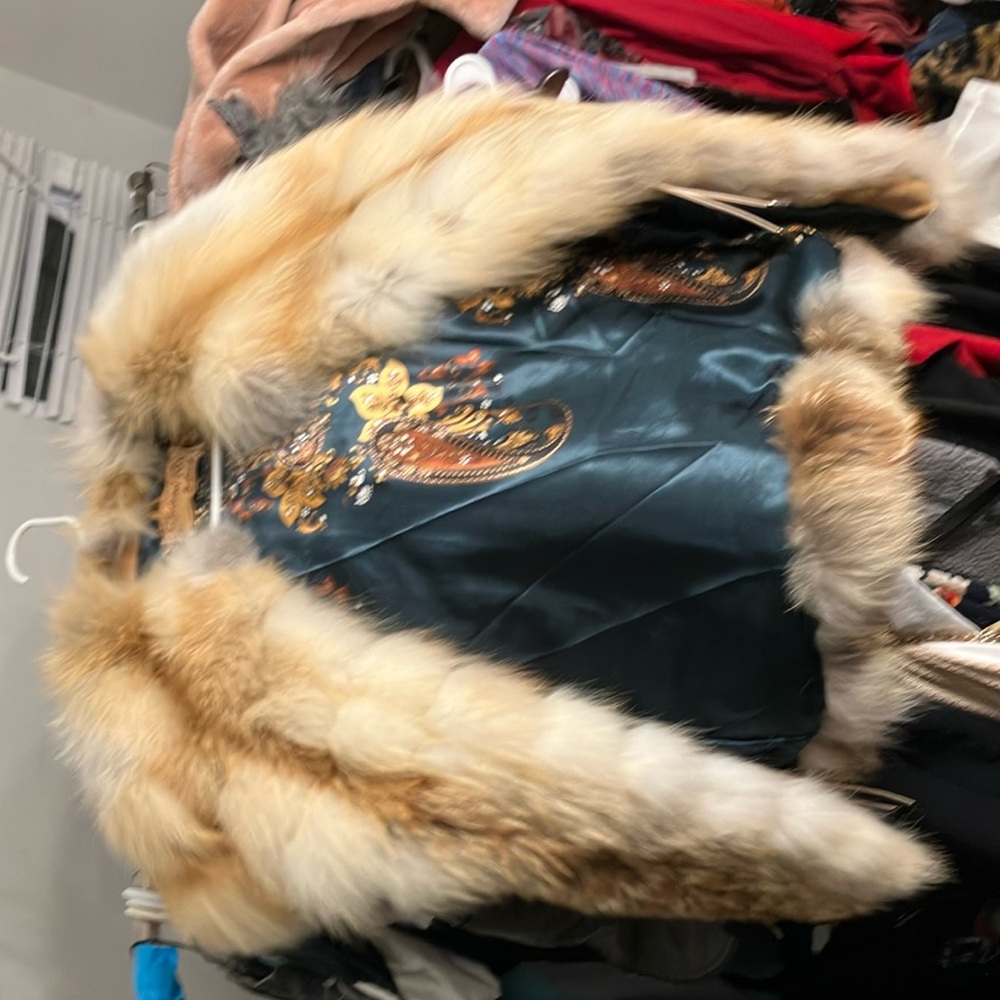 Genuine Siberian Fox Fur Vest – Handmade by Anna – Boho Paisley Lining